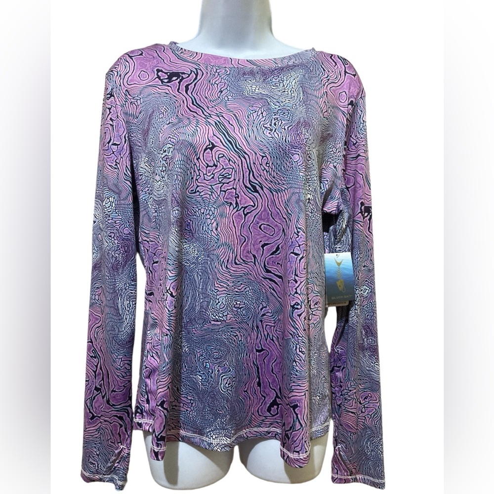 NWT SILVER BAIT performance, long sleeves top, multicolor, silver-pink, size M